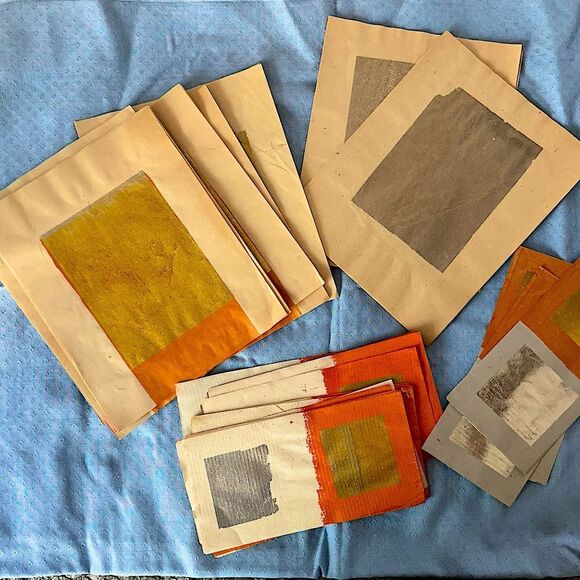 Vintage Chinese Joss Paper Collection in Orange with Gold and Silver foil - Picture 1 of 14